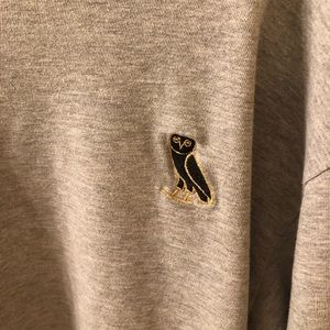 Heather Gray OVO October’s Very Own like new logo long sleeve crew neck